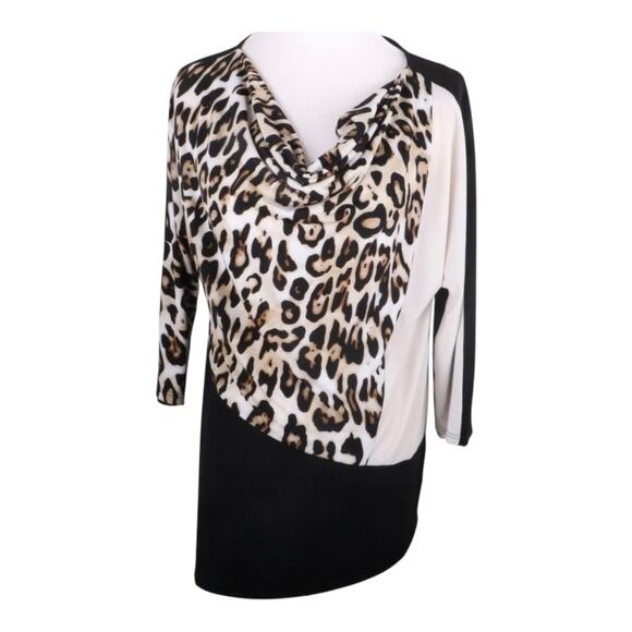 Chico’s Leopard Black Block Print Blouse Top Shirt Women’s Size 2 (U.S. XL / 16) - Picture 2 of 10